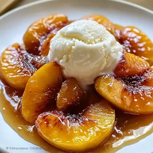 Sauteed Peaches with Vanilla Ice Cream