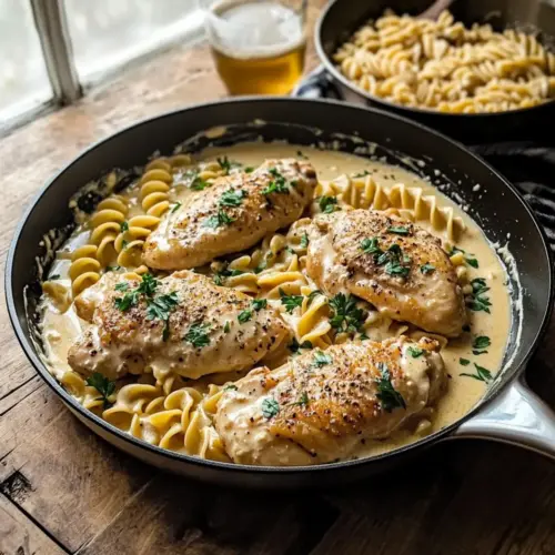 Creamy Garlic Butter Chicken with Egg Noodles