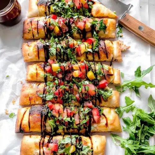 Bruschetta and Arugula Flatbread Pizza