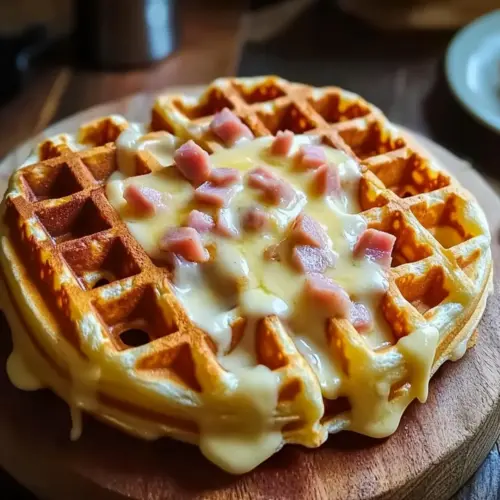 Crispy Ham and Cheese Waffles